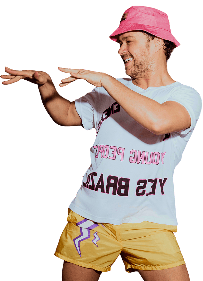 Dancer with pink bucket hat